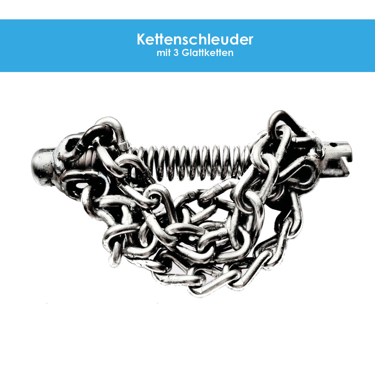 Kettenschleuder 32 mm Kupplung, 3 Glattketten - kurz, Spiralaufsatz