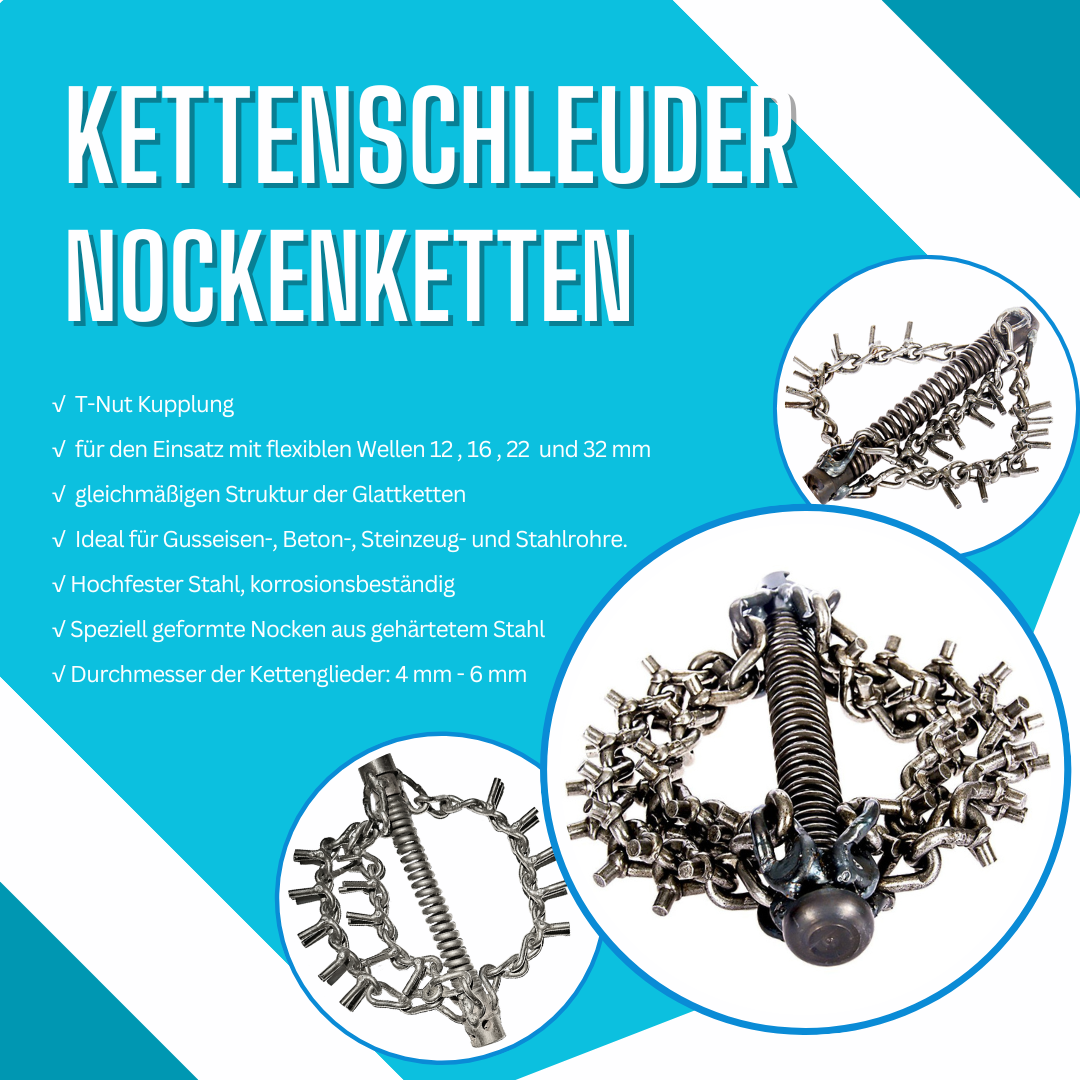 Chain flail 32 mm coupling, 4 cam chains - short, spiral attachment