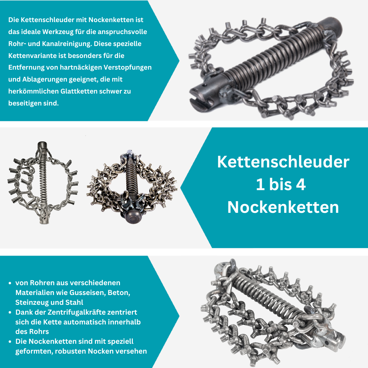 Chain flail 32 mm coupling, 2 cam chains - short, spiral attachment