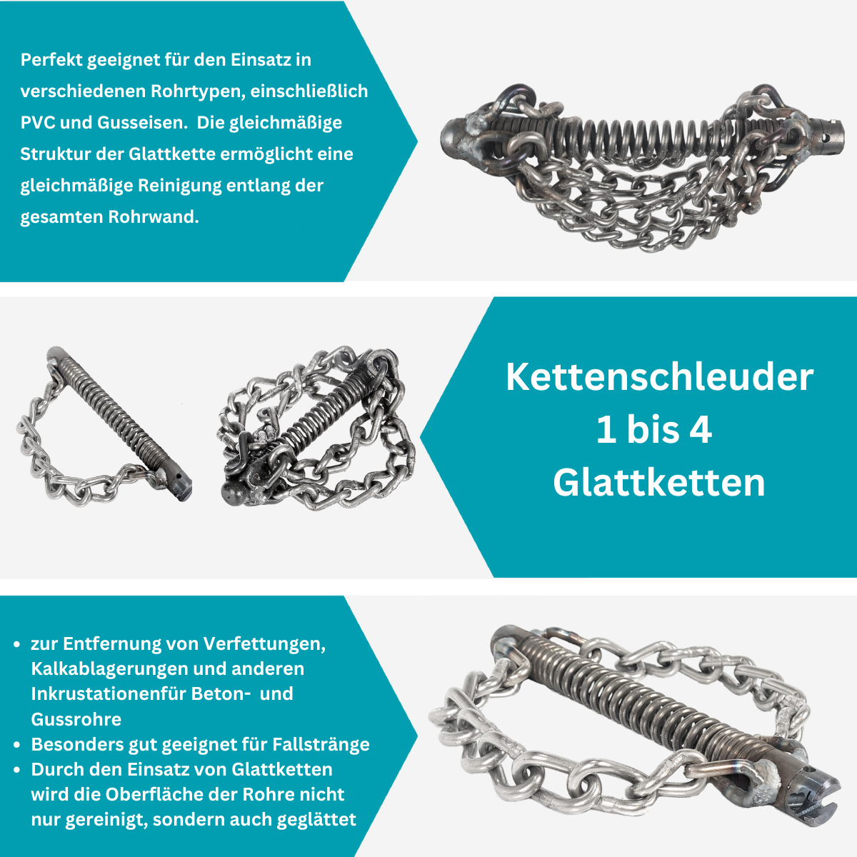 Chain flail 22 mm, 3 smooth chains, spiral attachment