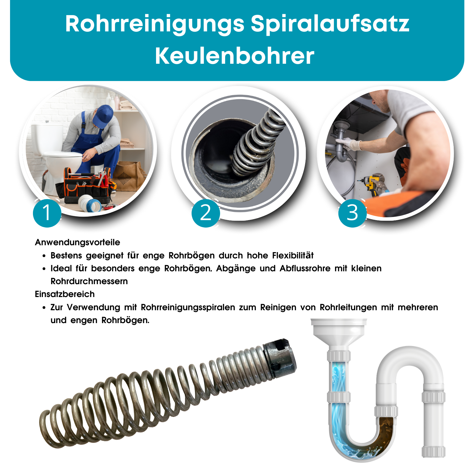 Keulenbohrer 16er Kupplung mit 22 mm Federdurchmesser - Syskan - Online Shop: Abwassertechnik
