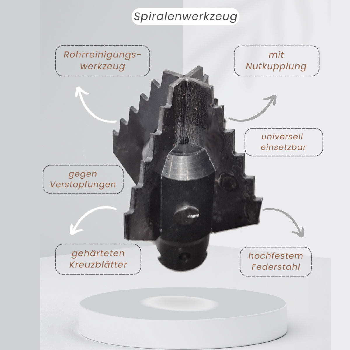 Kreuzblattbohrer 32 mm Kupplung x Ø 65 mm, Spiralaufsatz