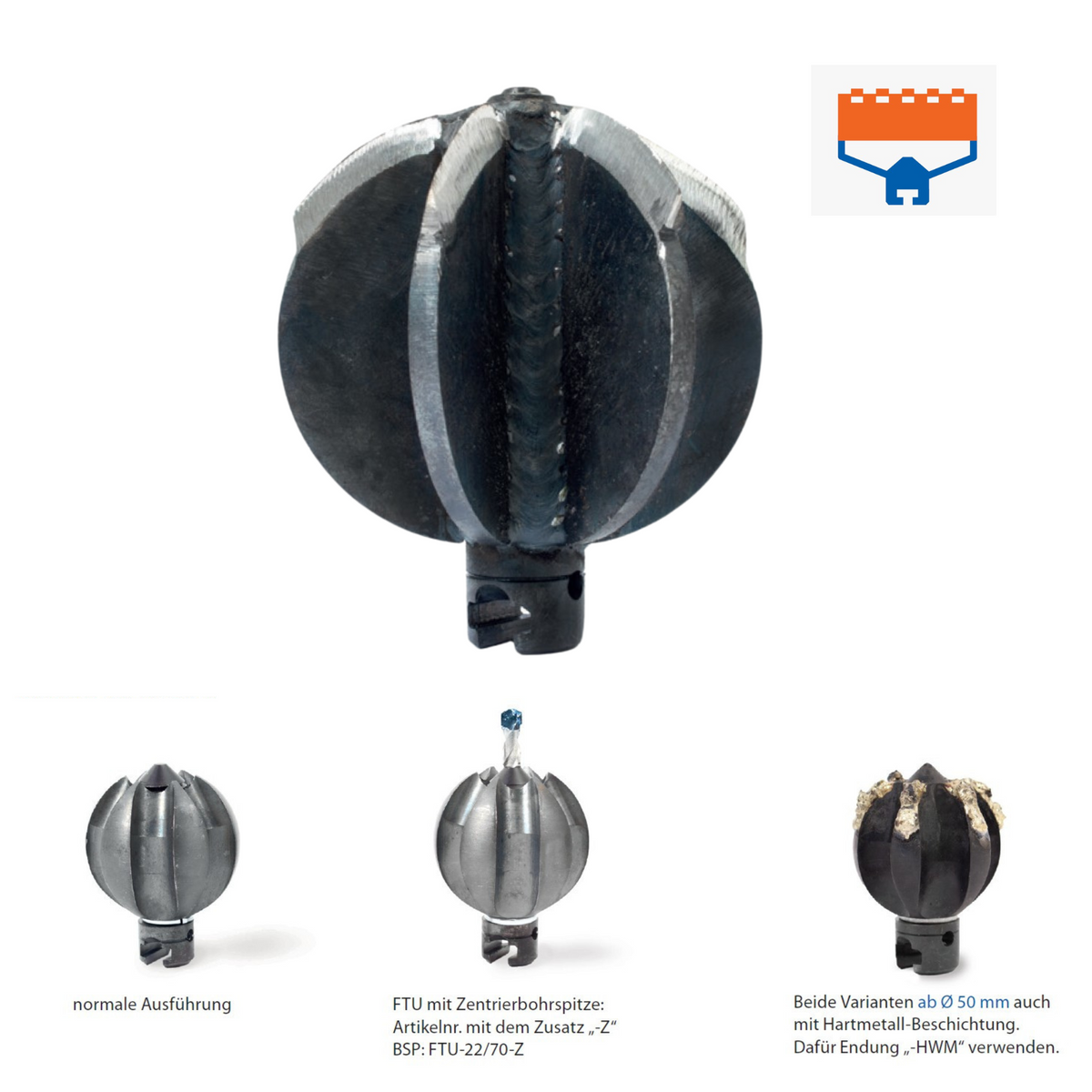 Frästulpe DN 90mm mit 22er-Kupplung und Hartmetallbesatz - Syskan - Online Shop: Abwassertechnik