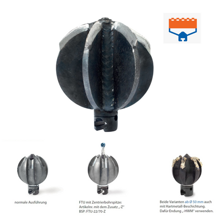 Frästulpe DN 90mm mit 22er-Kupplung und Hartmetallbesatz - Syskan - Online Shop: Abwassertechnik