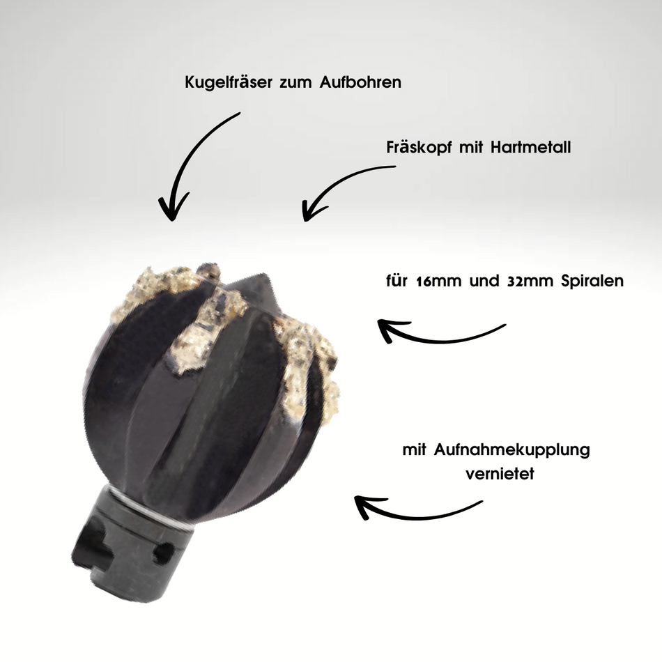 Frästulpe DN 90mm mit 22er-Kupplung und Hartmetallbesatz - Syskan - Online Shop: Abwassertechnik