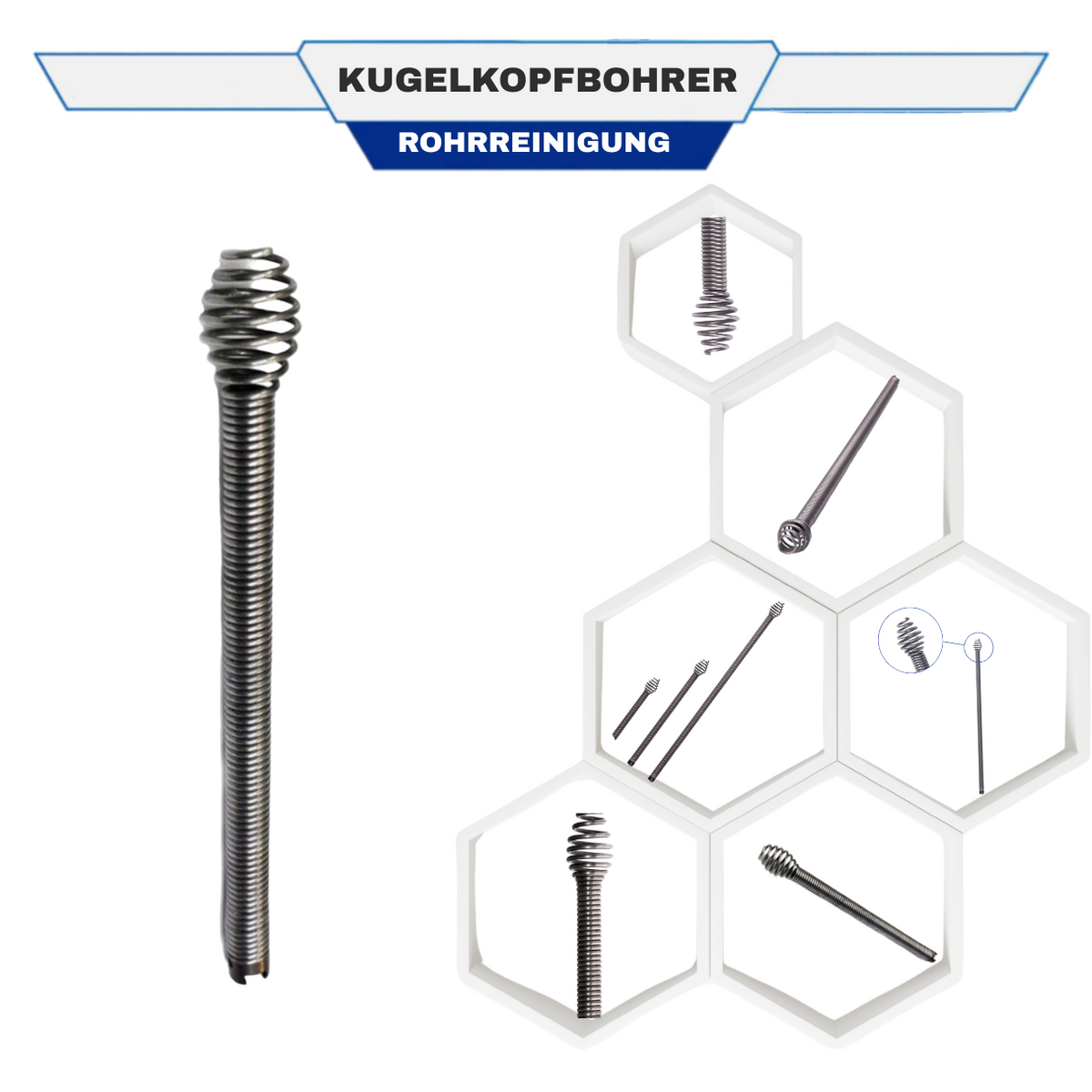 Kugelkopfbohrer für 16 mm Kupplung, 250 mm, Spiralaufsatz