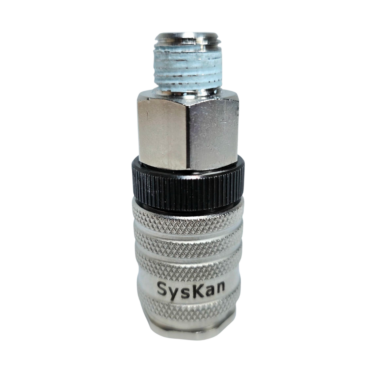 Compressed-air coupling NW 7,8 mm, 1/4" male thread with retaining ring, Syskan engraving
