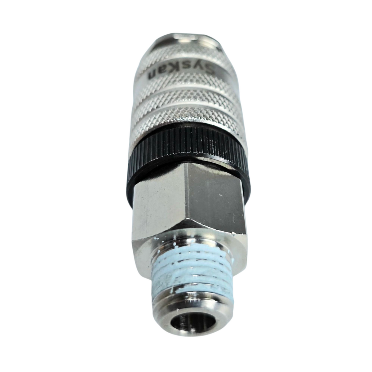 Compressed-air coupling NW 7,8 mm, 1/4" male thread with retaining ring, Syskan engraving