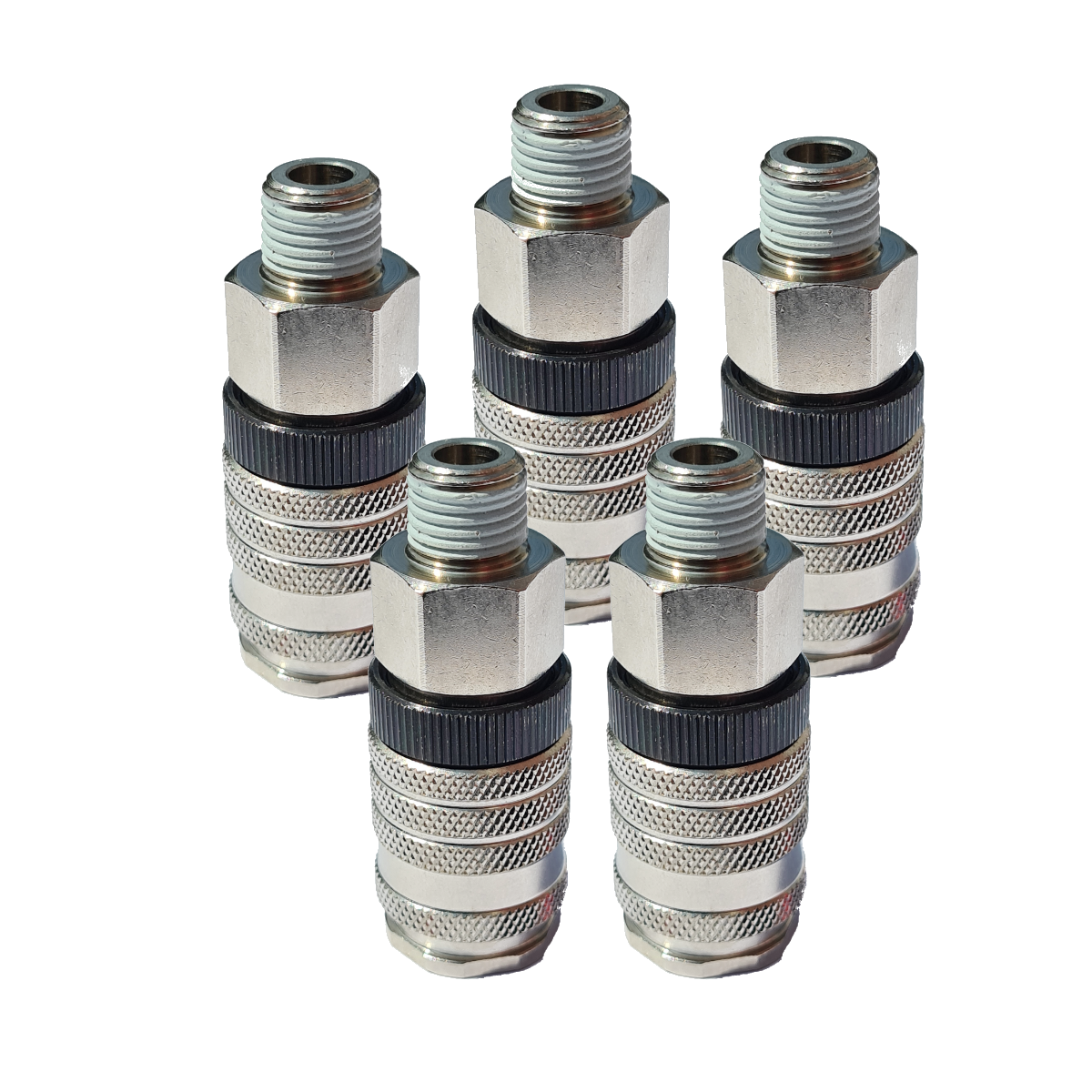 Compressed-air coupling NW 7,8 mm, 1/4" male thread with retaining ring, Syskan engraving