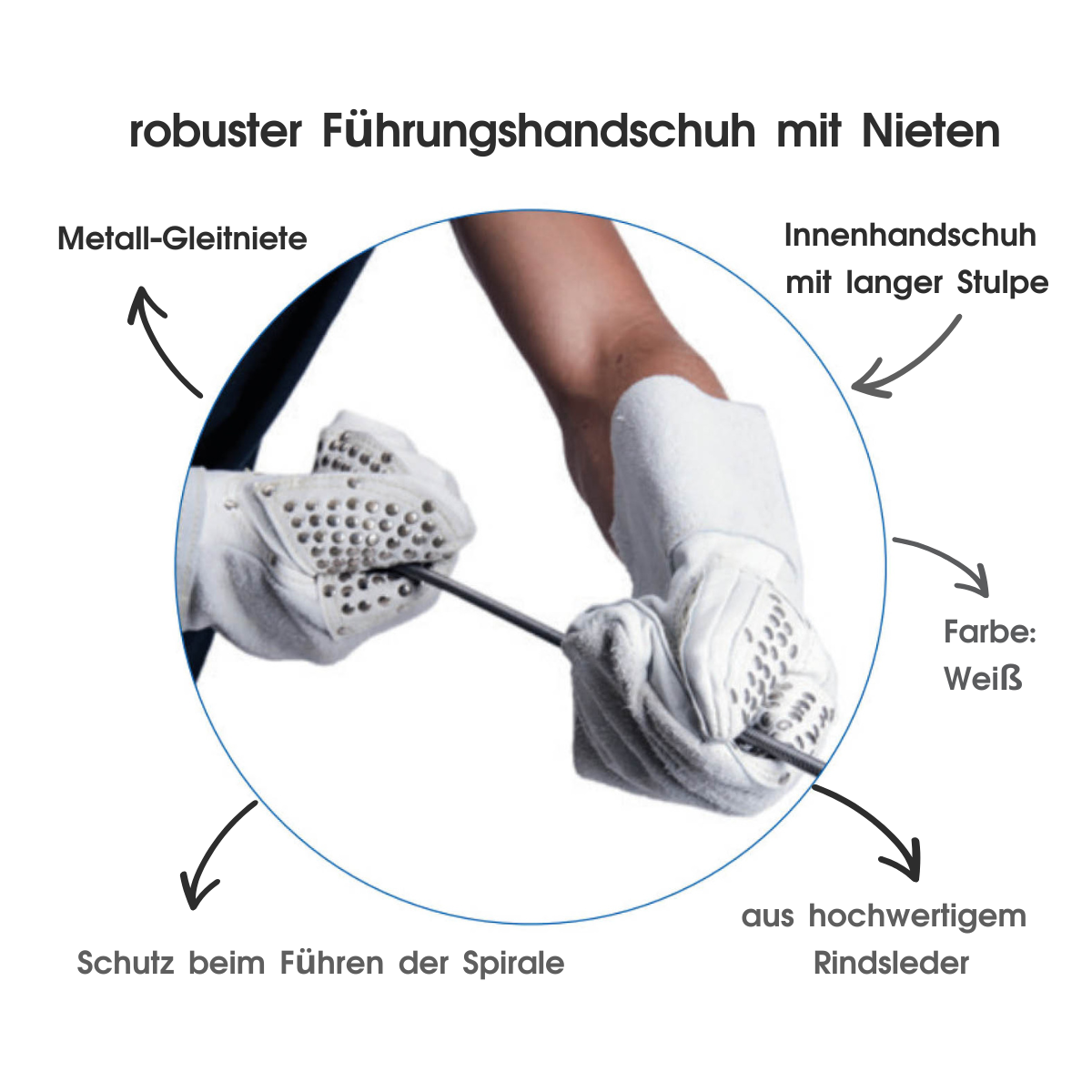 nieten handschuhe Führungshandschuh mit Nietenbesatz, Arbeitshandschuh weiß links – Syskan