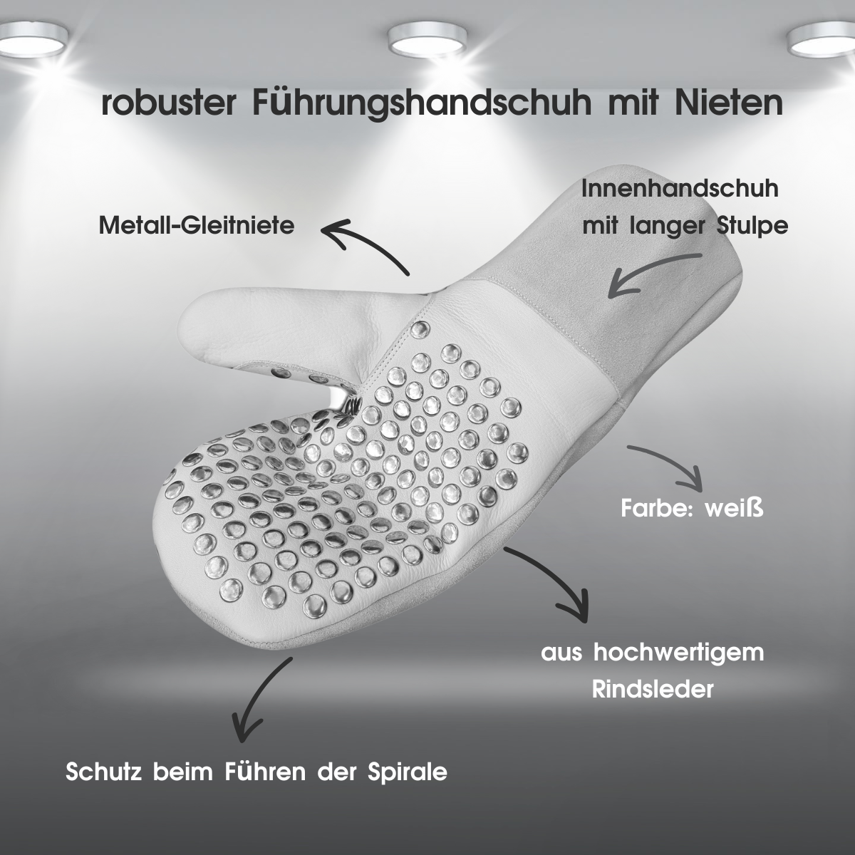Führungshandschuhe mit Nietenbesatz, (Paar) Arbeitshandschuhe