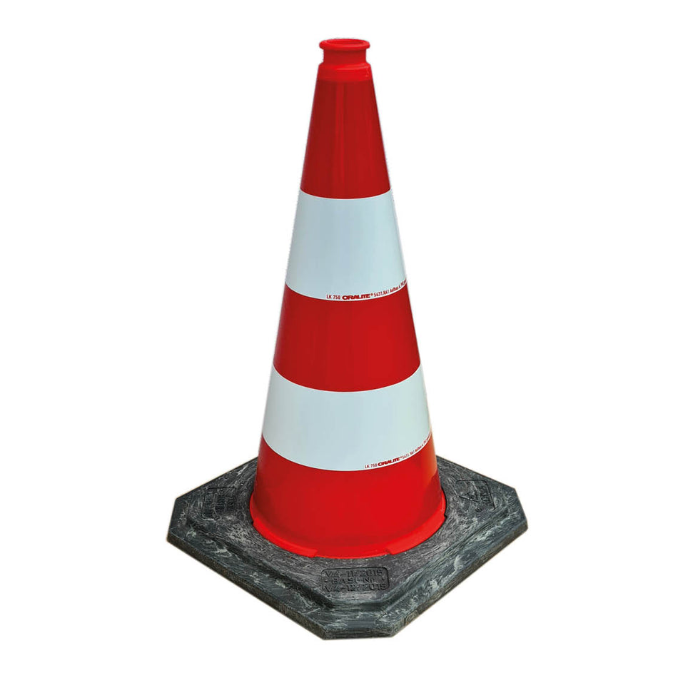 Leitkegel voll-retroreflektierend, rot/weiß, 750 mm, Pylone schwer Typ A