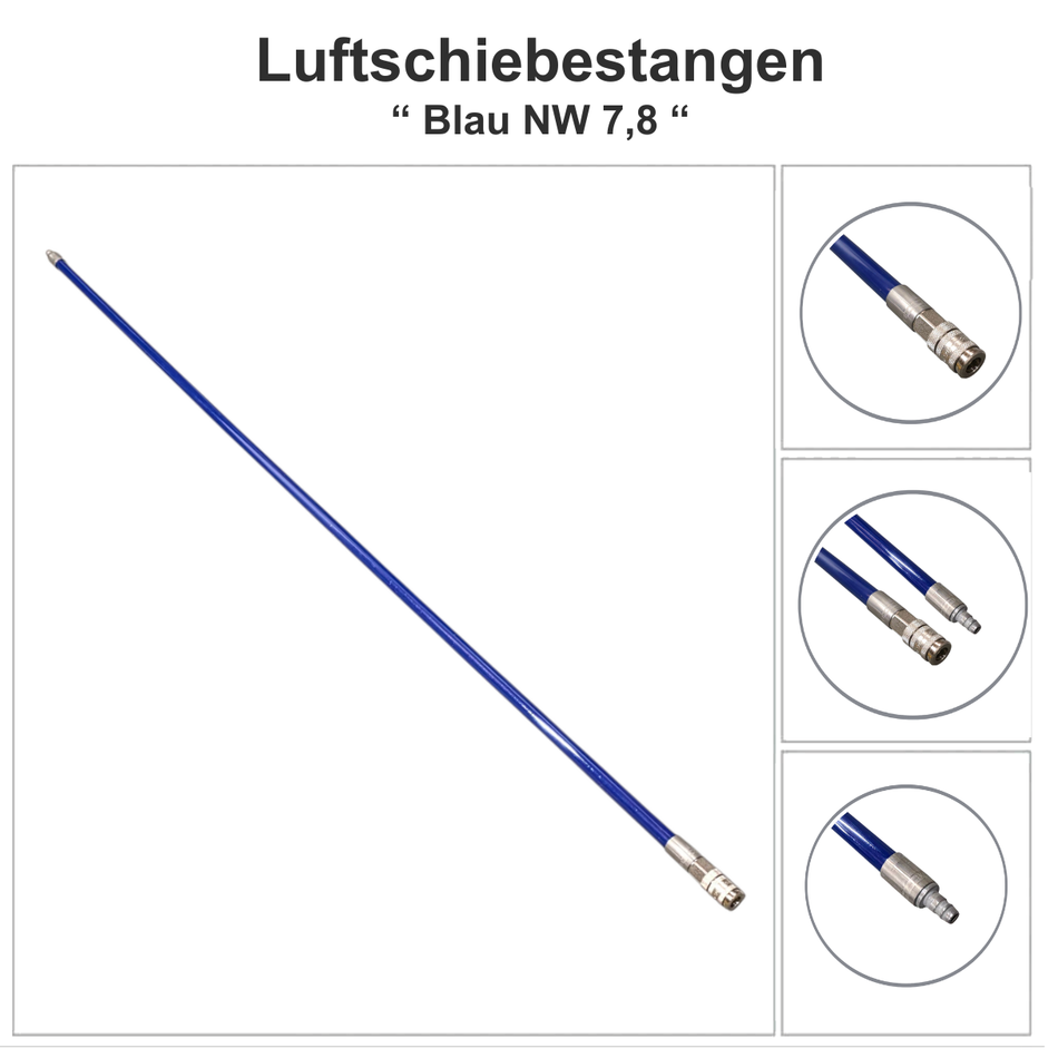 Luftschiebestange blau NW 7,8, Länge: 2.000 mm