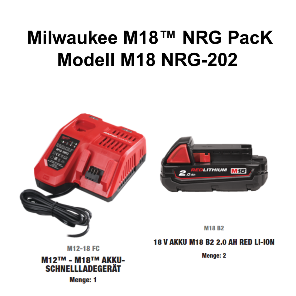 Milwaukee M18 NRG-202 Akku-Set (2.0 Ah 18 V)