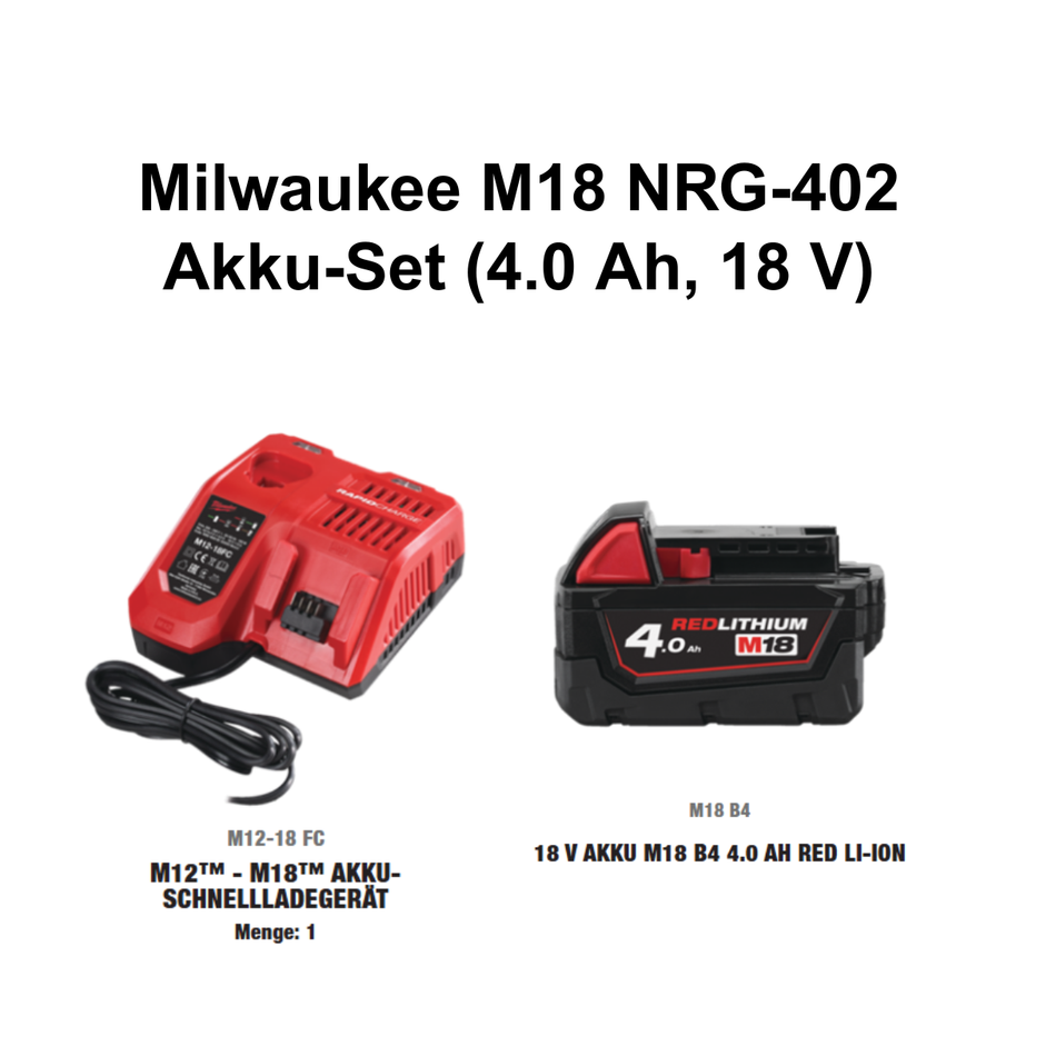 Milwaukee M18 NRG-402 Akku-Set (4.0 Ah 18 V)