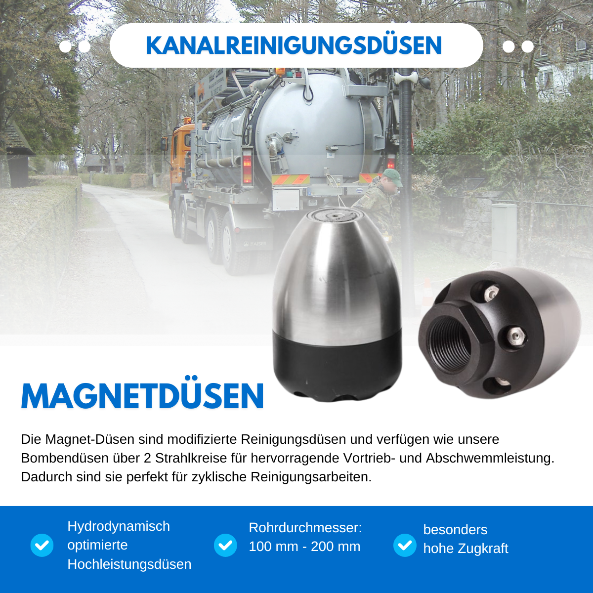 Magnetdüse 1", Reinigungsdüse mit 8 Keramikeinsätzen