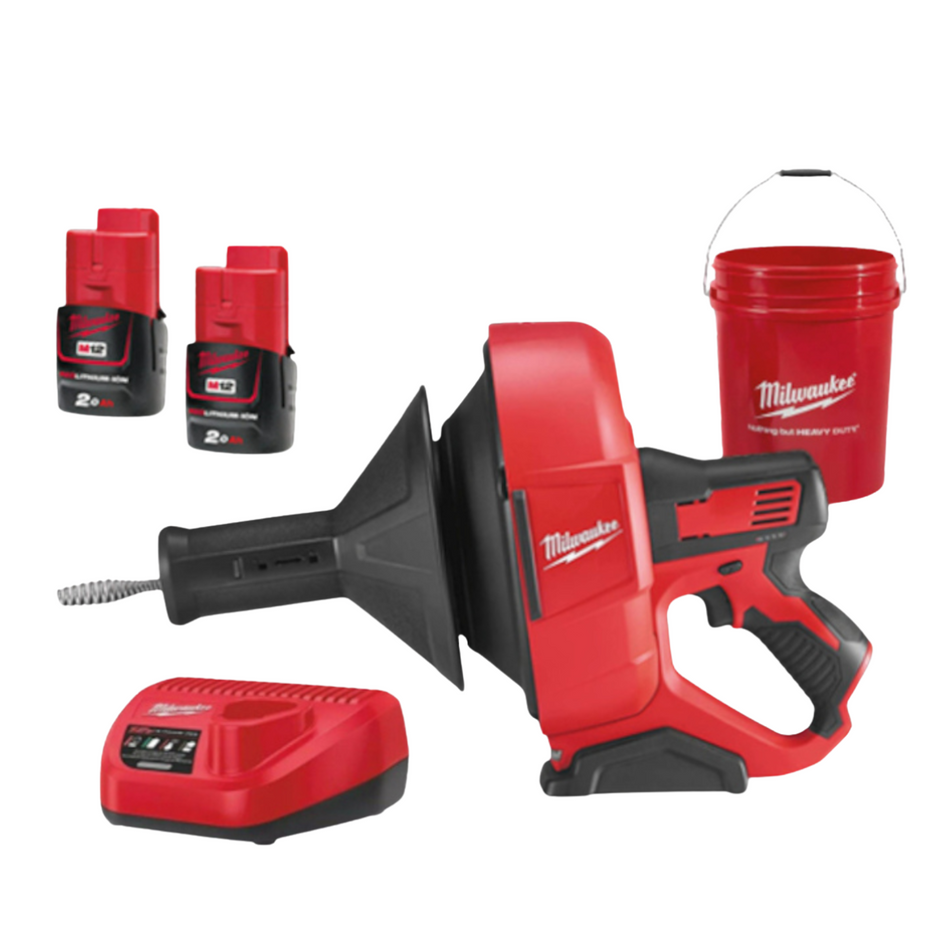Limpiador de tuberías a batería Milwaukee M12 con espiral de 8 mm BDC8-202C