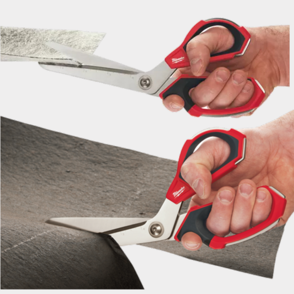 Tijera de trabajo Milwaukee ergonómica con filos microdentados