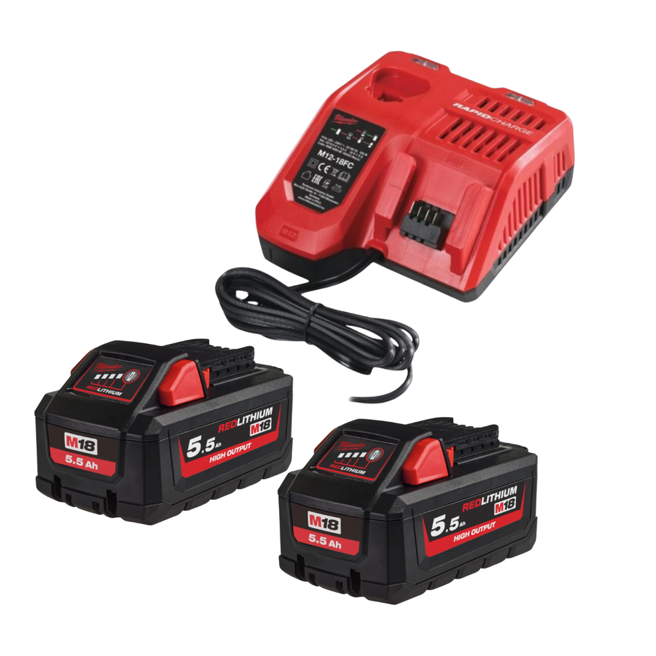 Milwaukee M18 Akku-Set High Output (5.5 Ah 18 V, 3.0 Ah 12 V) HNRG-552