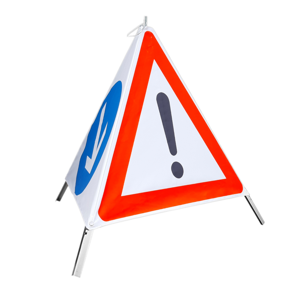 Faltsignal Warnpyramide SL 90 "2x Richtungspfeil, 1x Gefahrstelle" R0