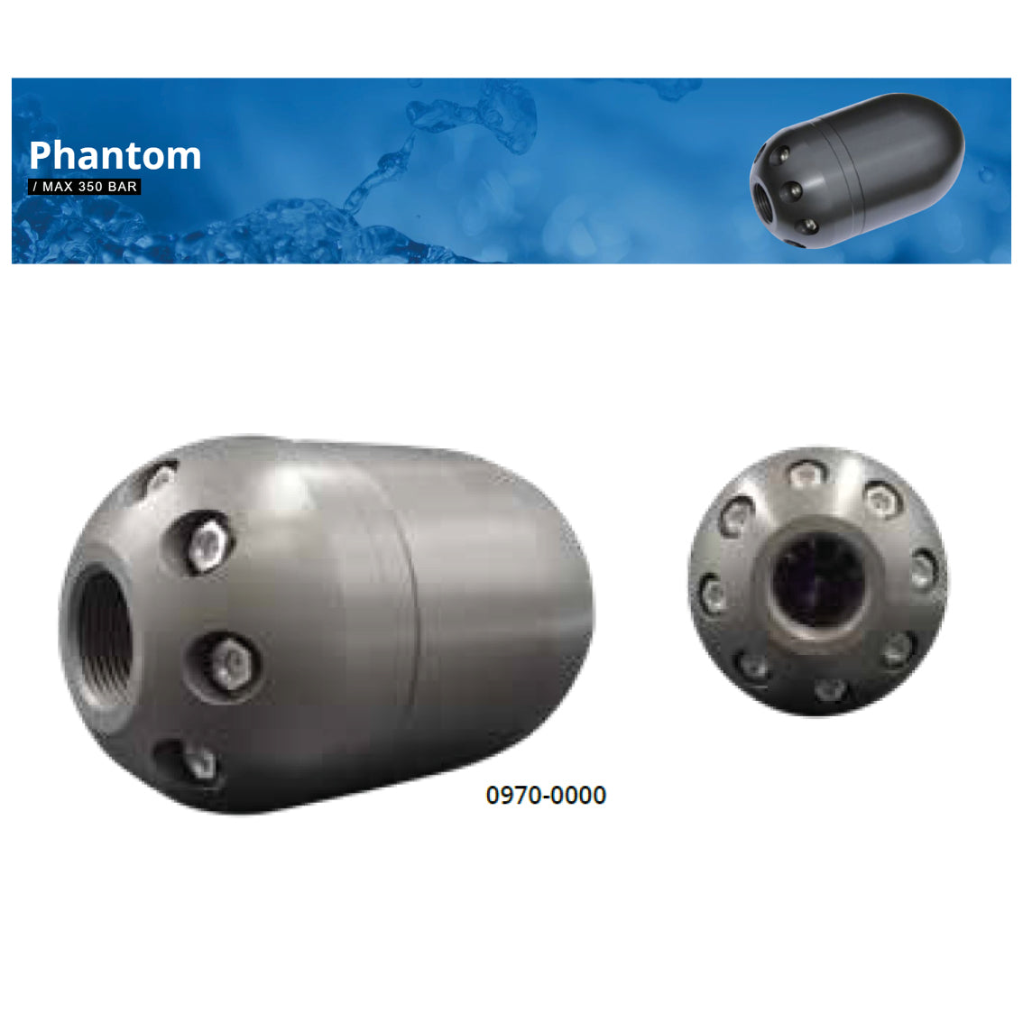 Phantom 3/4", cleaning nozzle with ceramic inserts