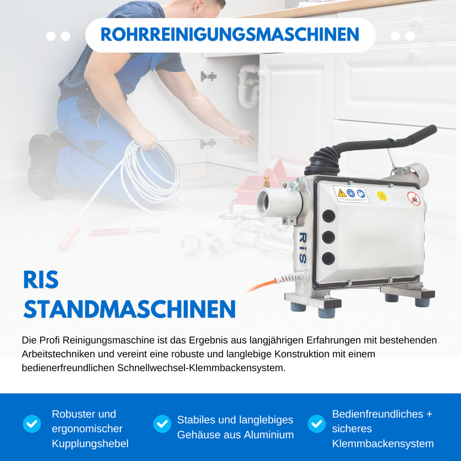 Profi Rohrreinigungsmaschine RIS-16, für sanitäre Arbeiten
