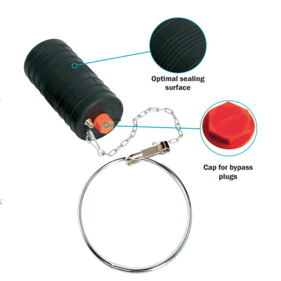 Rohr-Prüfblase Plugsy S4-6 Ø 100-150 mm, mit Schlauchstück und Druckluftkupplung