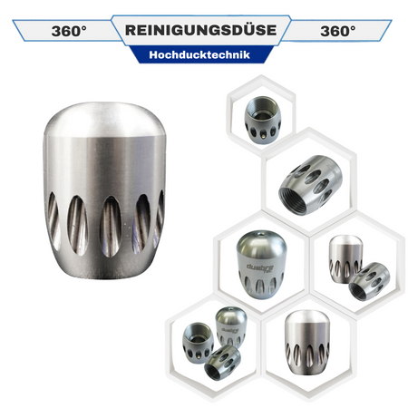 360° Zugdüse 3/8" mit Vorstrahl, Reinigungsdüse mit Keramikeinsätzen