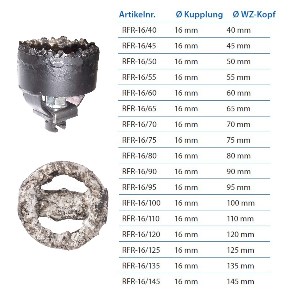 Ring cutter 16 mm coupling/head Ø 120 mm with carbide teeth