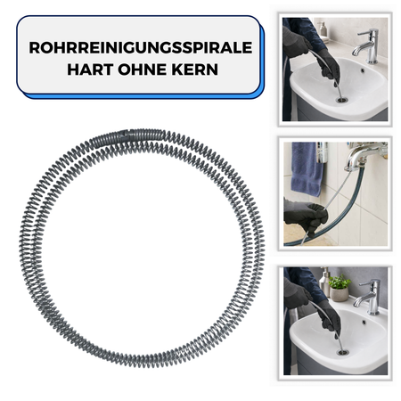 Pipe cleaning cable 22 mm x 4 m long, rigid, without core