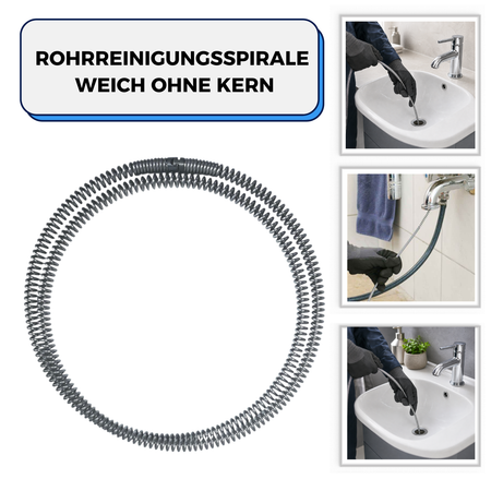 Pipe cleaning cable 22 mm x 4 m long, flexible, without core