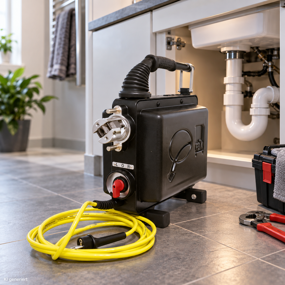 BLACK RAK-39 pipe-cleaning machine with guide hose