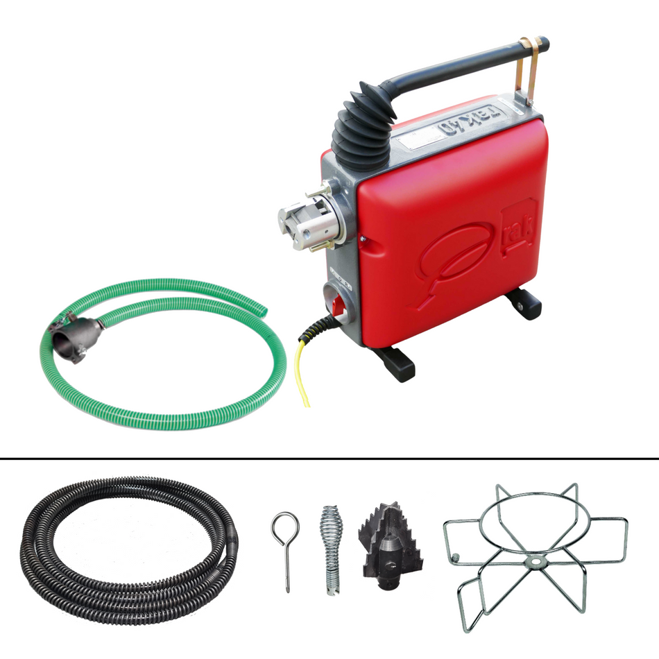 RAK-40 Rohrreinigungsmaschine mit 16+22 mm Spiralen und Werkzeug - Syskan - Online Shop: Abwassertechnik