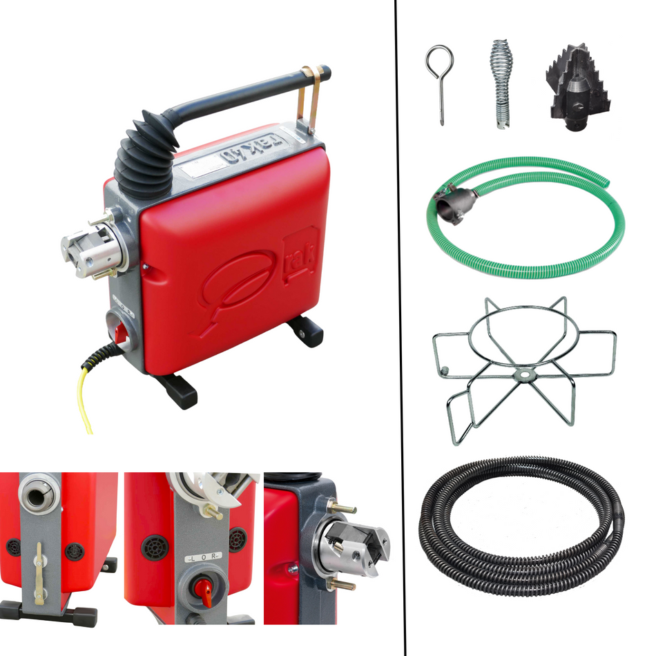 RAK-40 Rohrreinigungsmaschine mit 16+22 mm Spiralen und Werkzeug