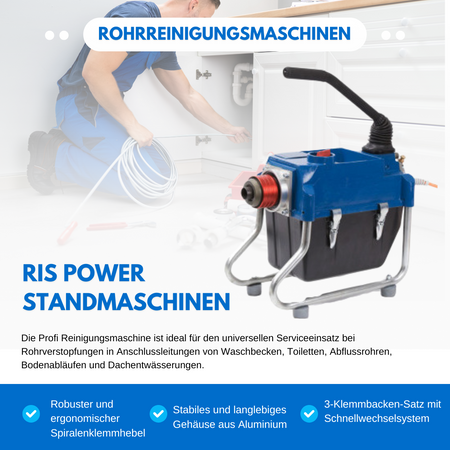 Profi Rohrreinigungsmaschine RIS Power 2216 für sanitäre Arbeiten