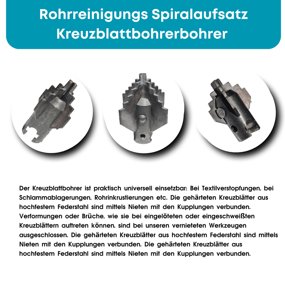 Kreuzblattbohrer 16 mm Kupplung x Ø 45 mm, Spiralaufsatz