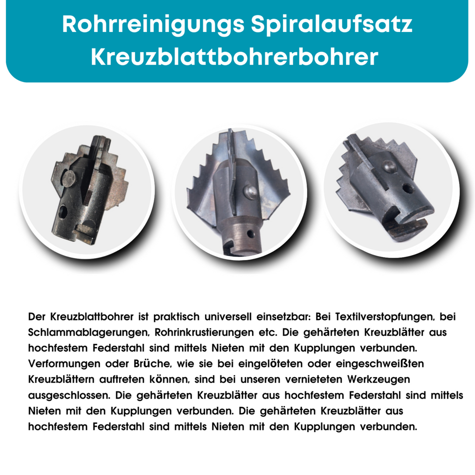 Kreuzblattbohrer 32 mm Kupplung x Ø 45 mm, Spiralaufsatz