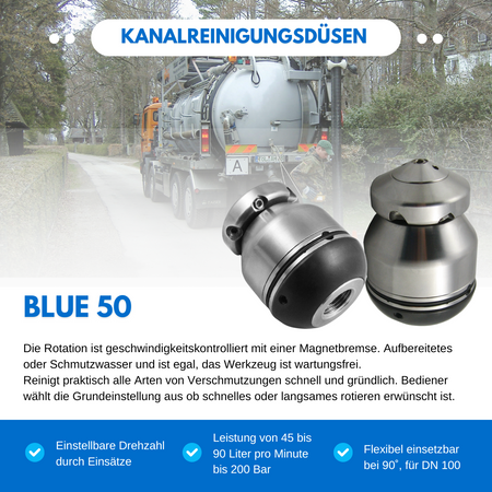 Blue 50 rotary nozzle 1/2" pipe cleaning nozzle