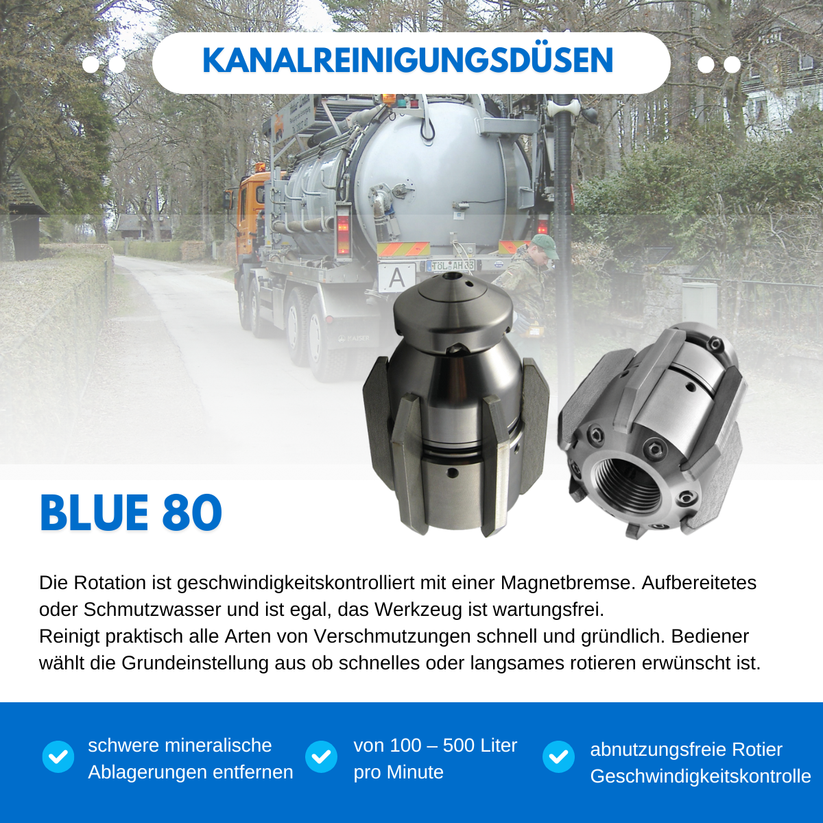 Blue 80/100 1" Rotationsdüse mit Vorstrahl