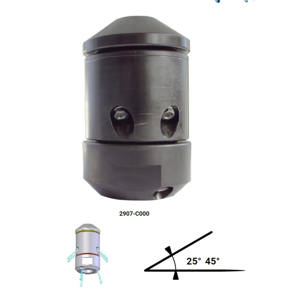 RTH rotary nozzle 50 mm, 3/4", rotary nozzle with rear jet