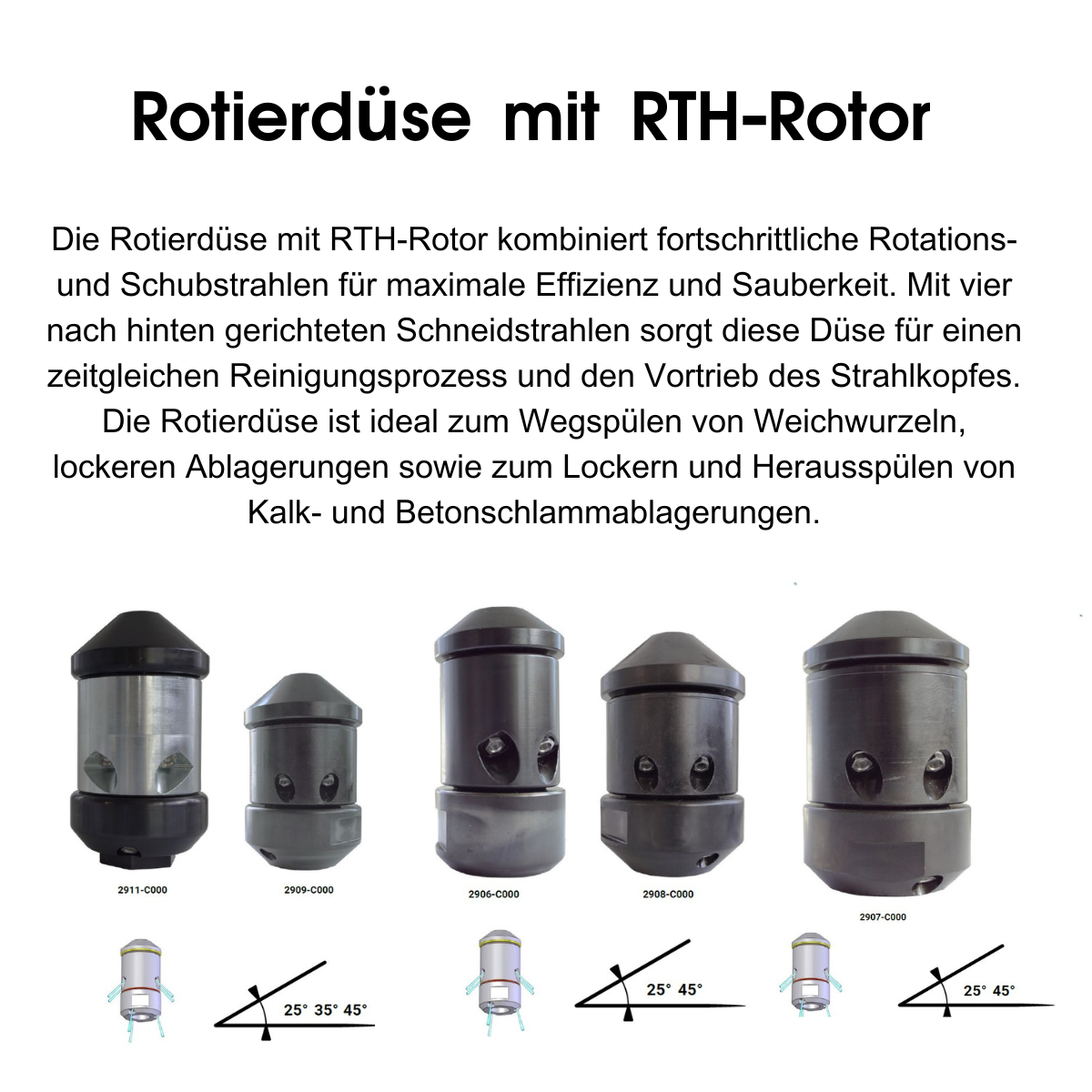 RTH rotary nozzle 40 mm, 1/2", rotary nozzle with rear jet