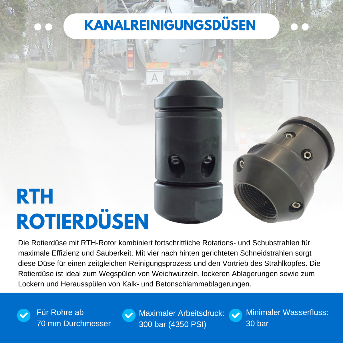 RTH rotary nozzle 60 mm, 3/4", rotary nozzle with rear jet