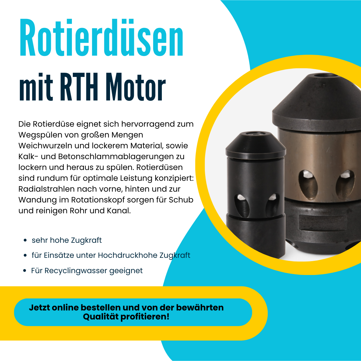 RTH rotary nozzle 22 mm, 1/8", rotary nozzle with rear jet