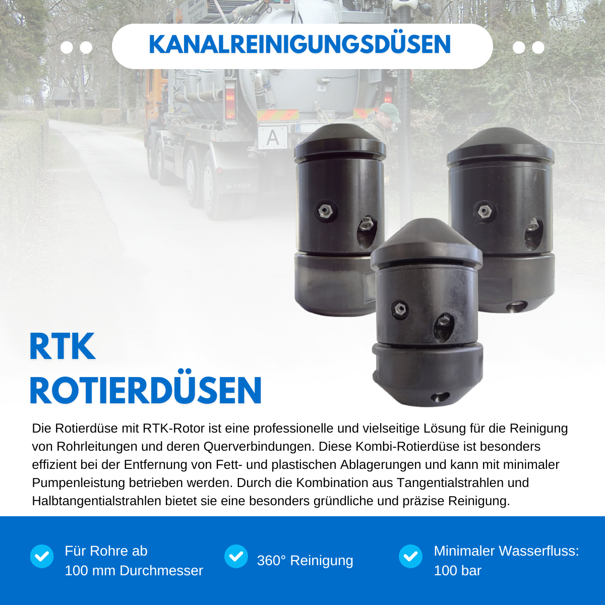 RTK rotary nozzle 100 mm, 1 1/4" rotary nozzle