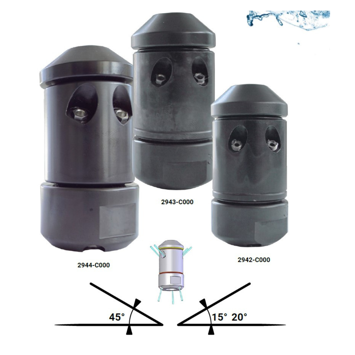 RTV-Rotierdüse 28 mm, 1/4" Rotationsdüse mit Vorstrahl
