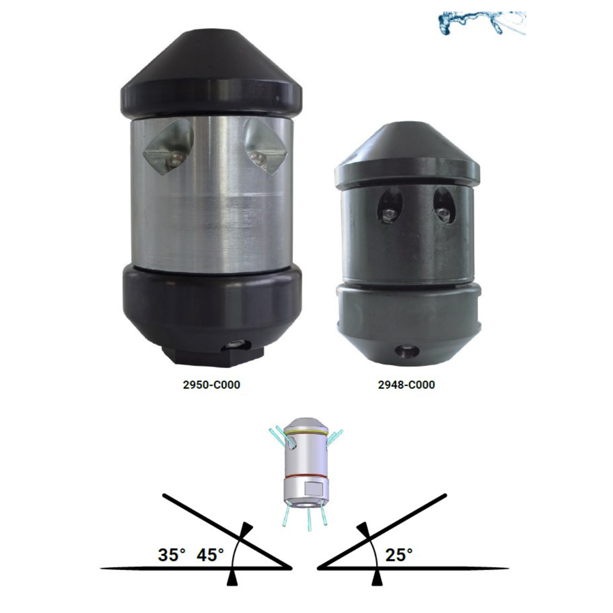RTV-Rotierdüse 60 mm, 1" Rotationsdüse mit Vorstrahl