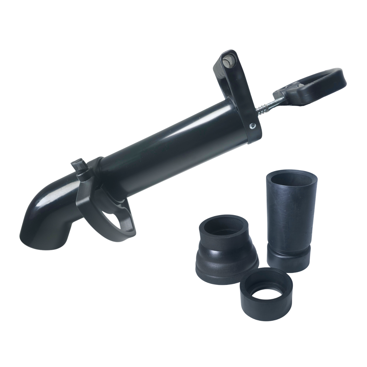 Suction-pressure drain cleaner with three adapters