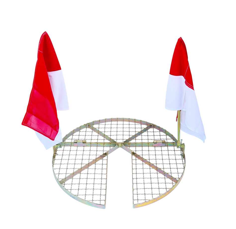 Schacht Abdeckgitter klappbar - Ø 670 mm, mit Aussparung (2 Fahnen)