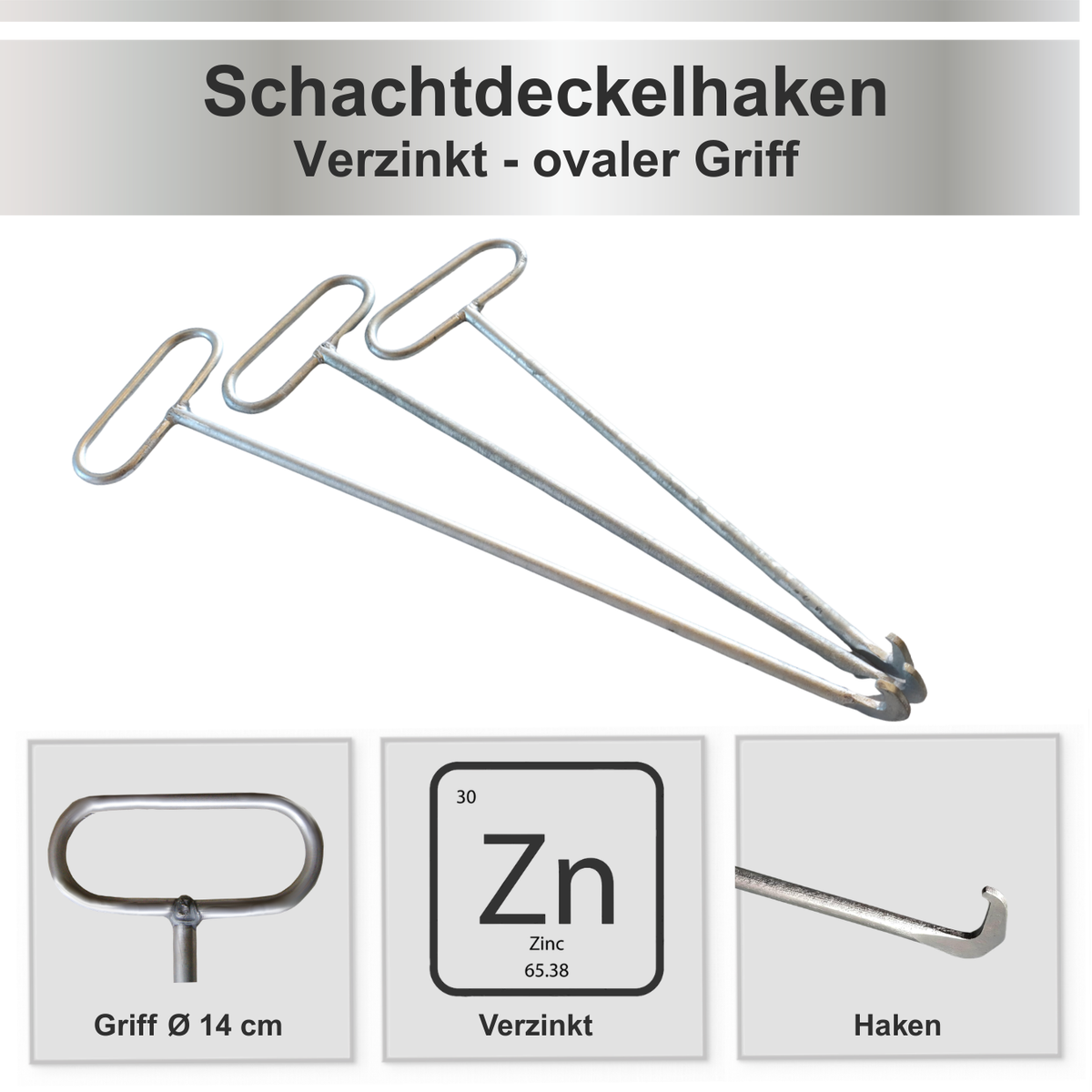 Schachtdeckelhaken verzinkt, Kanaldeckelheber