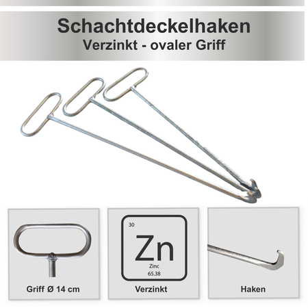 Schachtdeckelhaken verzinkt, Kanaldeckelheber